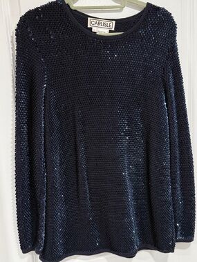 Carlisle Navy Sequin Crewneck Sweater